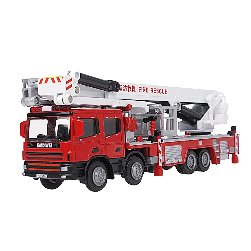 

Alloy Engineering Cars Scale 1:50 Climbing Ladder Fire Truck Toy Collectible Model Car Trucks Children's Toy Fire Boy