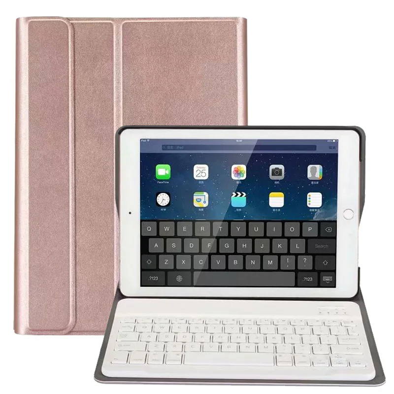 Rose Gold Чехол для клавиатуры для iPad 9,7 5th 6th Generation чехол для iPad Air/Air 2/Pro 9,7 чехол Bluetooth клавиатура Funda - Цвет: Rose Gold