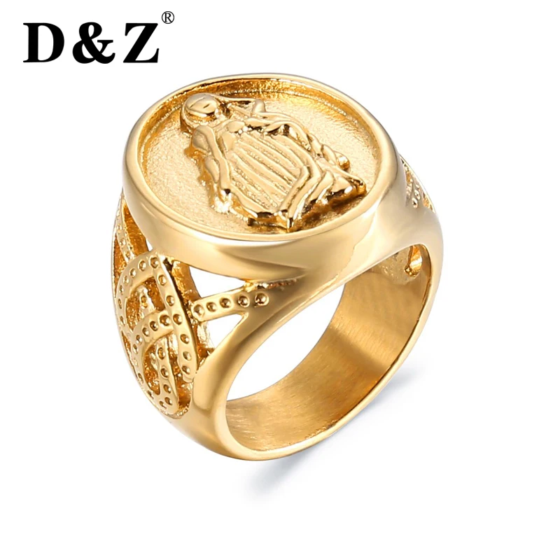 D & Z кольца из нержавеющей стали для мужчин религиозные винтажные золотые