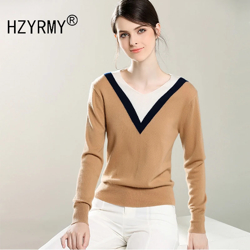 HZYRMY Весна Осень Новый женский свитер из чистого кашемира Модный