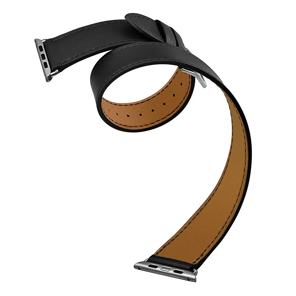 black Кожаный ремешок EIMO для apple watch band 4 3 iwatch band 42 мм 38 мм 44 мм 40 мм из натуральной кожи один тур Браслет ремень ремешок для часов - Цвет ремешка: black