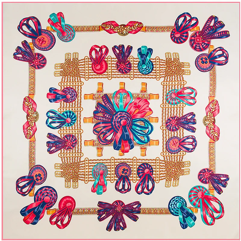 Женский квадратный шарф 130 см * из натурального шелка европейский бренд с