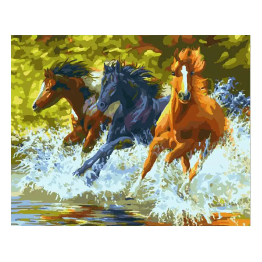 horse painting 8 УИН Карп Сделай Сам картина по номерам Картина на холсте с изображением рыб Волк картина маслом Настенная картина кошка Раскраска по номерам для домашнего декора 40x50 см - Цвет: horse painting 8