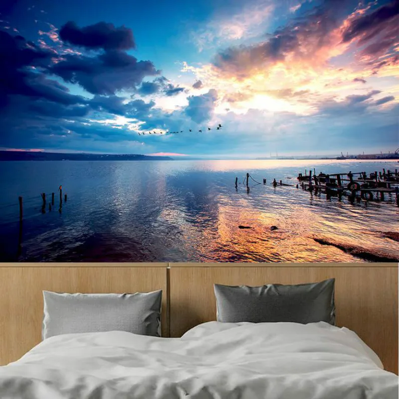 3d настенная бумага на заказ шелковая для стен фрески фон небо вода пейзаж спальня