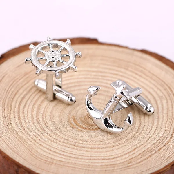 1 шт. Роскошные рубашки запонки в виде руля для мужчин брендовые манжеты на