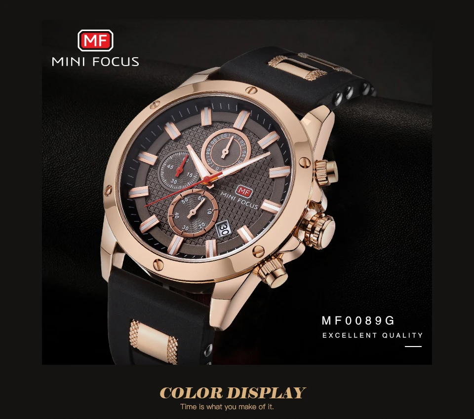 MINIFOCUS стильные спортивные мужские часы Seiko, наручные часы с хронографом для мужчин, Популярные черные и синие мужские часы с силиконовой цепочкой