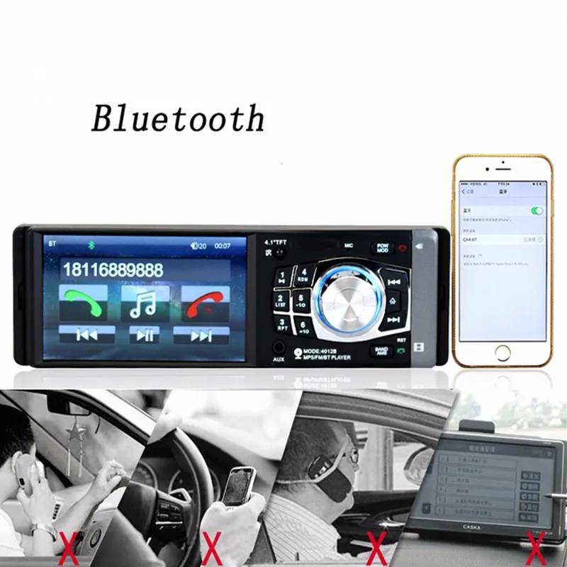 AZGIANT Автомобильный мультимедийный плеер с 4 1 дюймов HD цифровой Экран Bluetooth FM радио