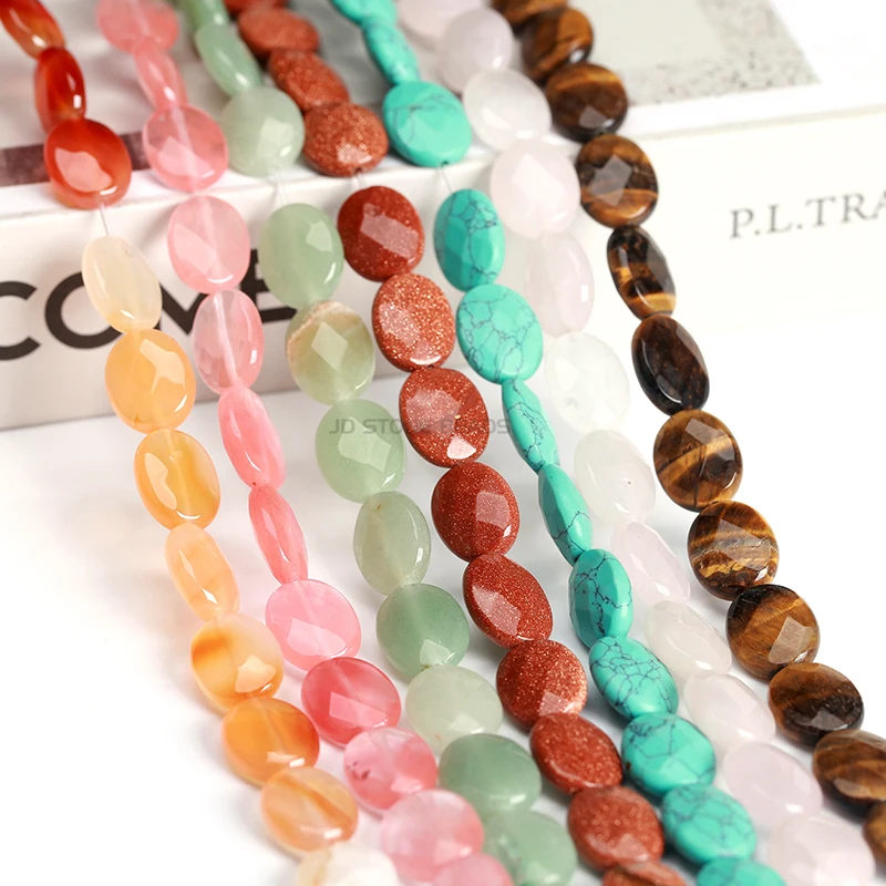 Faceted Oval Shape Natural Gemstone tiger eye stone Amethyst Semi-precious for Jewelry Making Necklace Bracelet Accessory | Украшения и