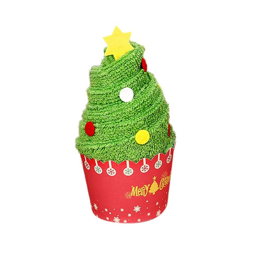 Christmas Tree Праздничный торт моделирование Хлопковое полотенце Санта полотенце со снеговиком подарки на Рождество LO88 - Цвет: Christmas Tree