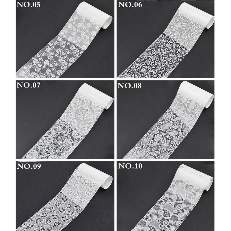 Переводная фольга для нейл-арта 1 шт. бумага белый дизайн кружевной Шарм цветы