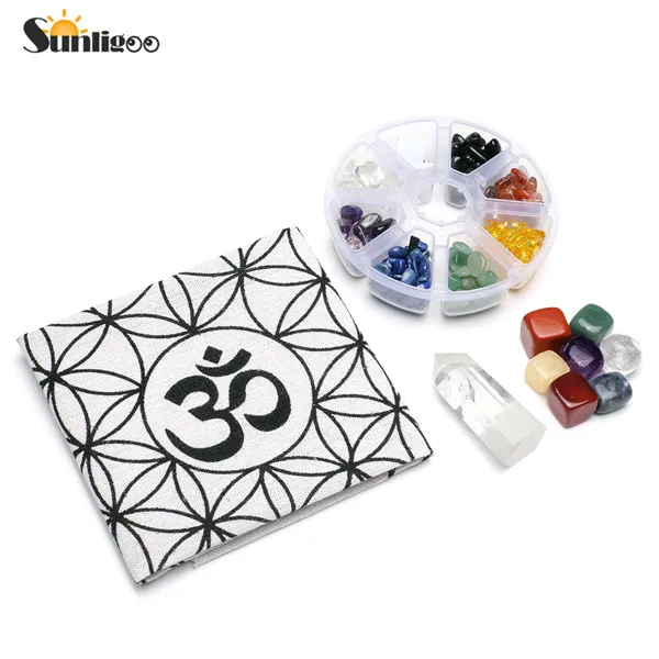 1 Set Sunligoo новые сетки алтарная ткань 7 Чакр драгоценный камень бусины Ассорти Чип драгоценные камни прозрачный кварт кристалл для исцеления чакр набор сеток - Цвет: 1 Set
