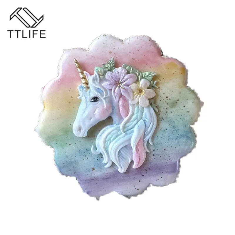 TTLIFE Единорог голова силиконовая форма для помадки пирога печенья Sugarcraft