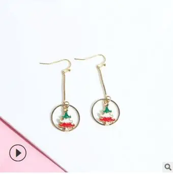 Санта Клаус рождественские серьги Снеговик Олень леггинсы с изображением елок