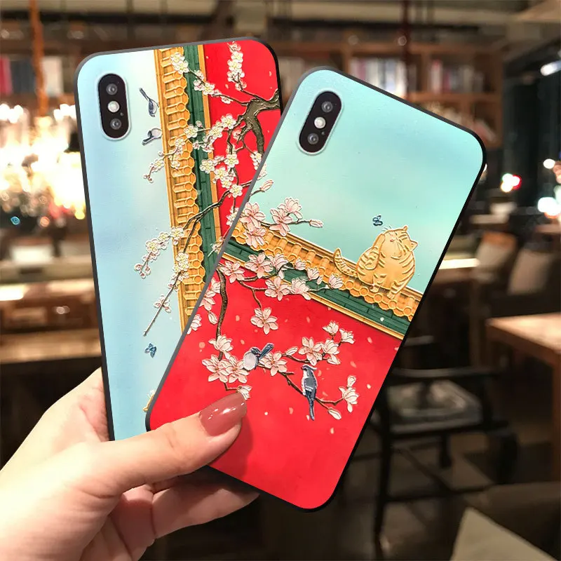 Китайский стиль Дворцовая стена ленивый кот телефонные чехлы для mate 10pro Honor Play huawei