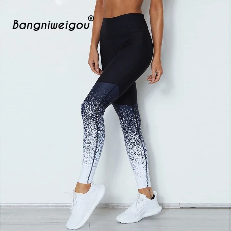 Women Galaxy Two Tone Pencil Pants Fitness High Waist Slim Leggings Elastic Skinny Pantalon Femme Trouser Casual Sweatpant Cheap