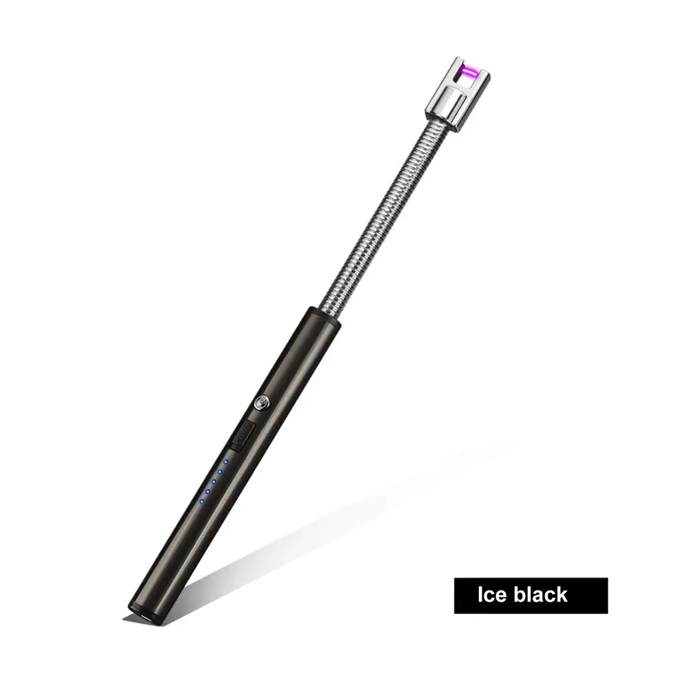 Ice Black USB импульсный шланг электрическая зажигалка 360 градусов вращение перезаряжаемая беспламенная Lgnition пушка ветрозащитная беспламенная - Цвет: Ice Black