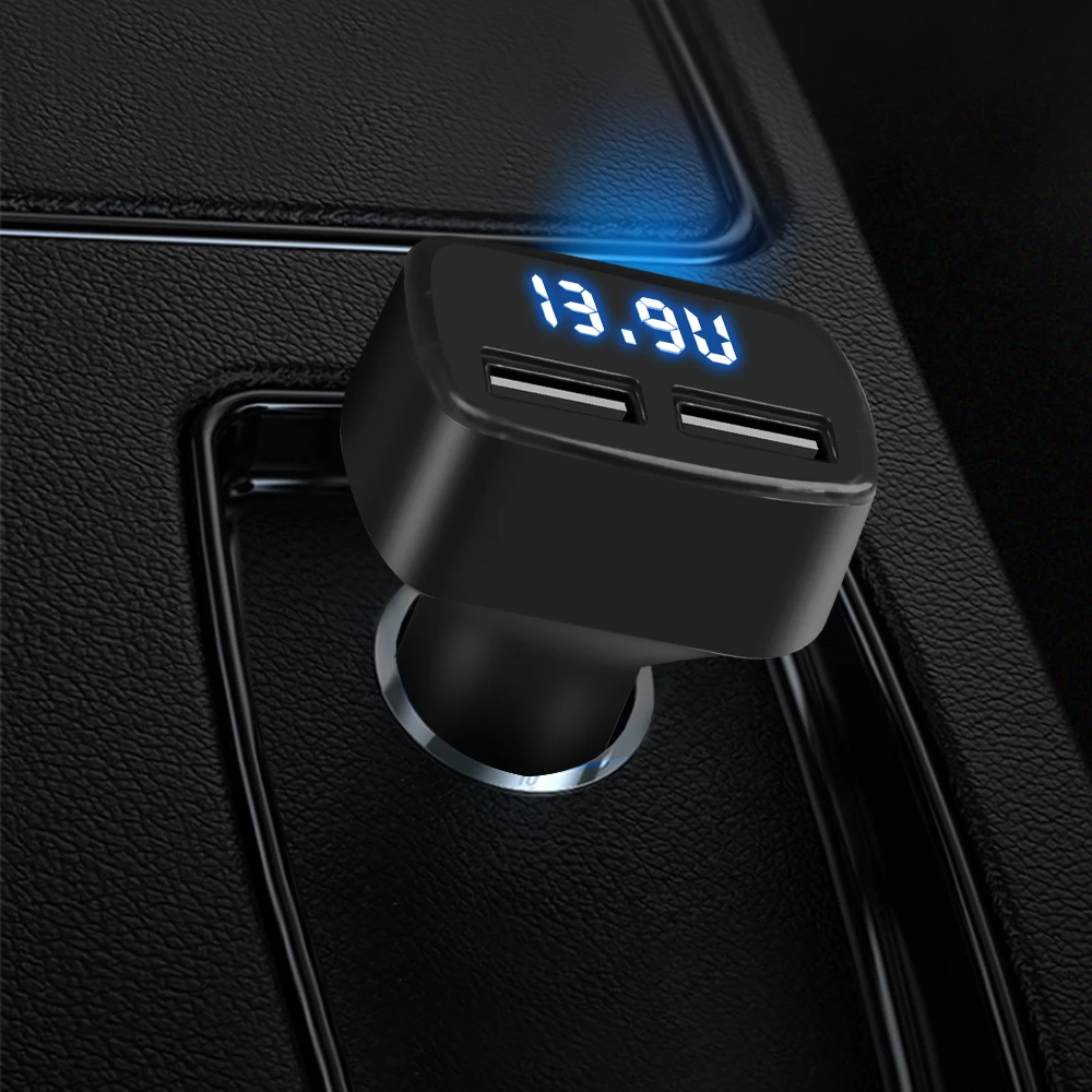 KEBIDU Dual USB Car Charger Voltage/temperature/Current Meter Tester Blue LCD Display Short Circuit Protection Digital | Мобильные