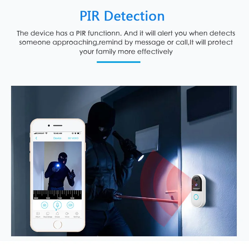 

B50 Door Bell Camera Wireless WiFi Intercom Video Wifi Video Night Vision Mobile Phone Remote Video Security Protection Home