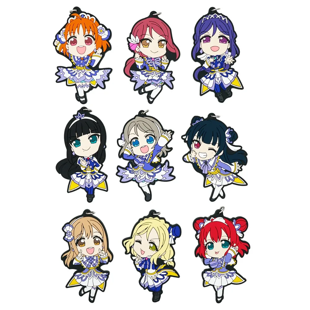 Брелок из аниме «Love Live Lovelive Sunshine Aqours», резиновый ремешок с рисунком Руби, Рико, кэнан, Мари на Радужном ремешке