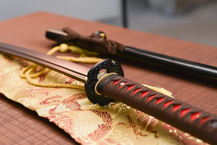 Hand Forged Red Damascus Steel Katana Japanese Samurai Real Sword no Shake Fitted