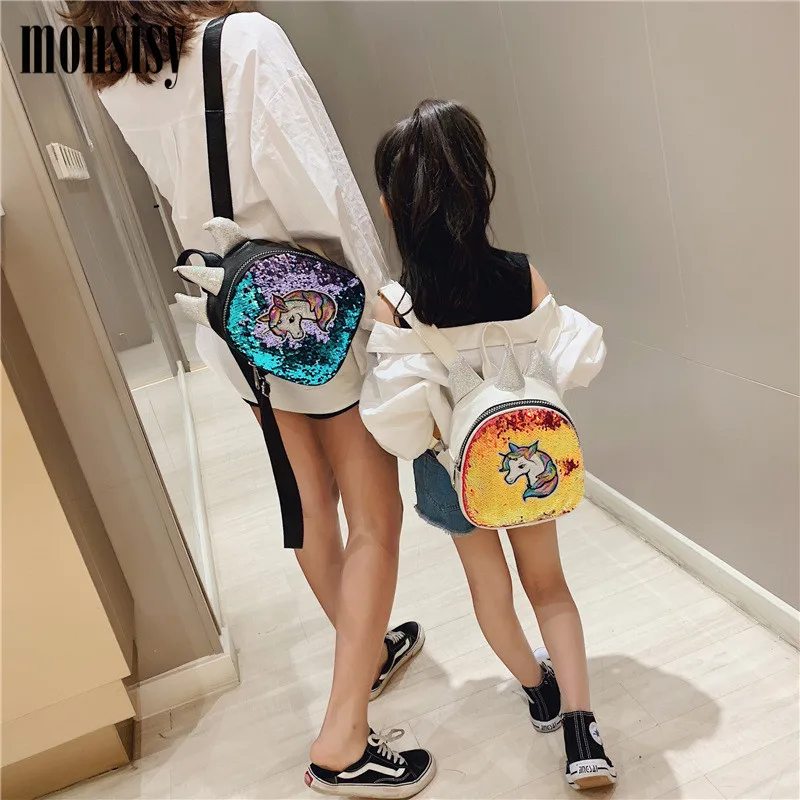 Monsisy Baby расшитый блестками рюкзак с единорогом девочка Мальчик школьная сумка