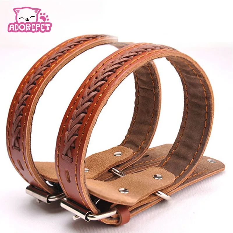 Натуральная Воловья кожа маленький большой ошейник собачий для золотистого