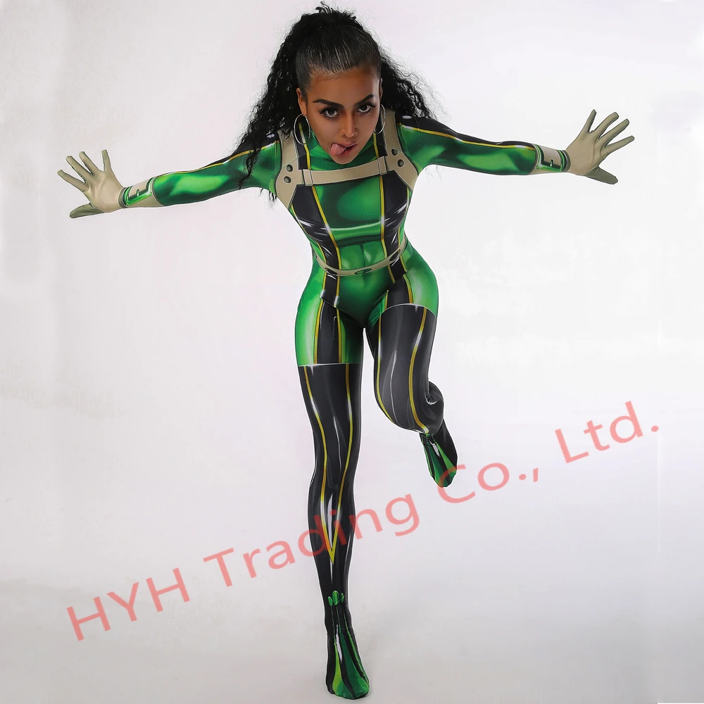 Костюм для косплея Ainiel My Hero academic Froppy Tsuyu Asui костюм зентай из спандекса женские