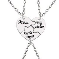 3pcs mom sister pendant necklace for women broken heart puzzle necklaces best friends sisters family female jewelry gifts collar