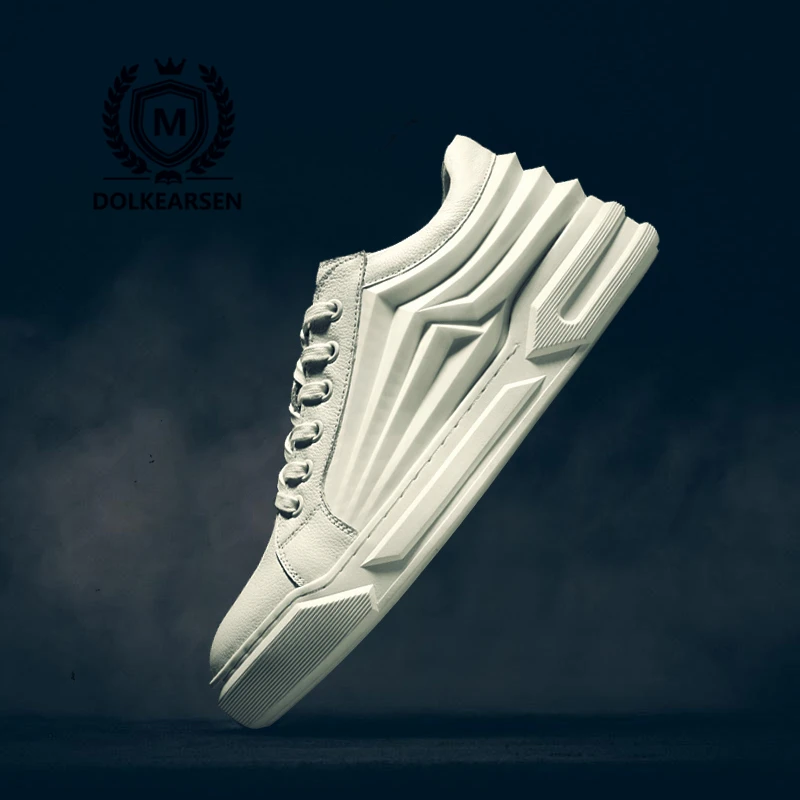 DOLKEARSE New leather Men Plate shoes Fashion White 3D England Style Tide Brand Breathable Light Casual Shoes D170811 | Обувь