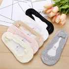 Кружевные носки-следки, женские летние носки, силикагель, невидимые, с хлопковой подошвой, Нескользящие, противоскользящие, 2 шт. = 1 пара