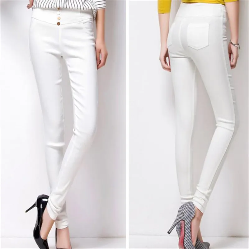Модные осенние женские облегающие эластичные брюки-карандаш с высокой талией