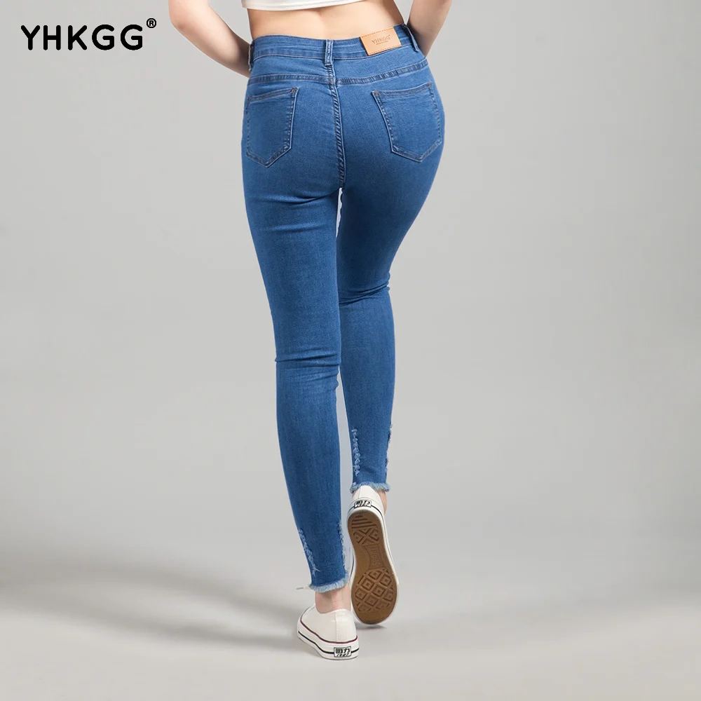 YHKGG Новинка 2018 года ультра тонкий эластичный Высокая талия узкие стрейч джинсы
