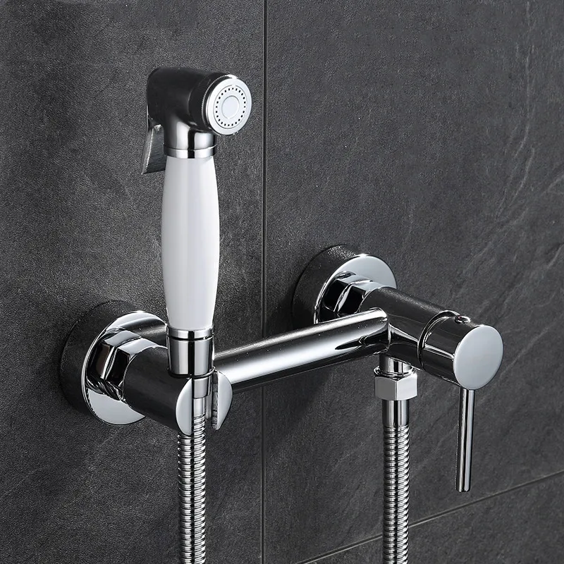 Bathroom Toilet Bidet Sprayer Faucet Set Handheld Brass Shattaf Mixer Kit 1.5 Meter Shower Hose Chrome | Обустройство дома