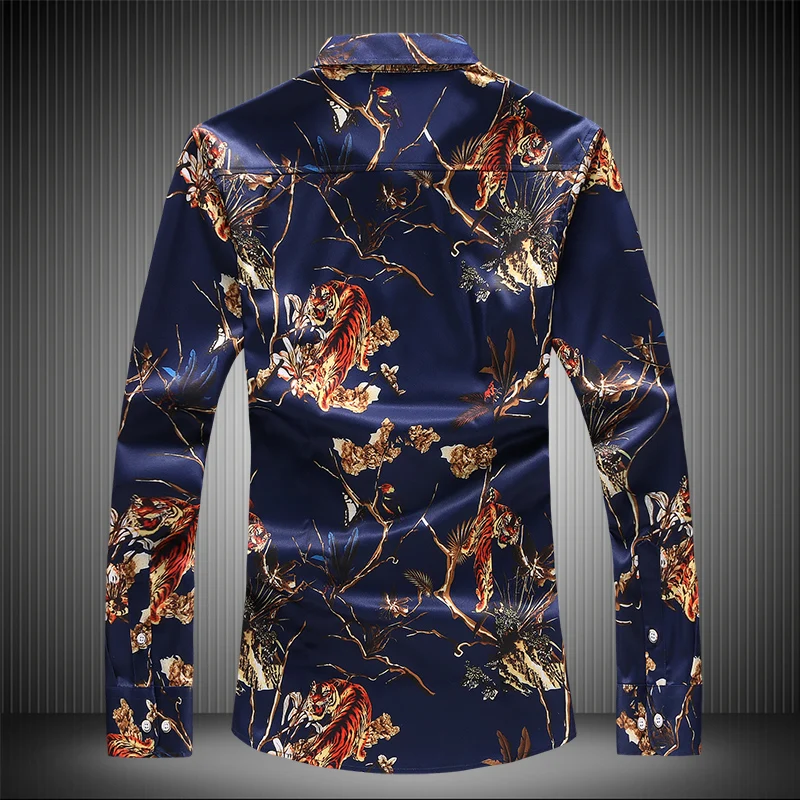 

Fashion Leisure Shirts Men Tops Size 7XL Slim Youth Mens Dress Shirt Long-sleeved Printed Shirt Man