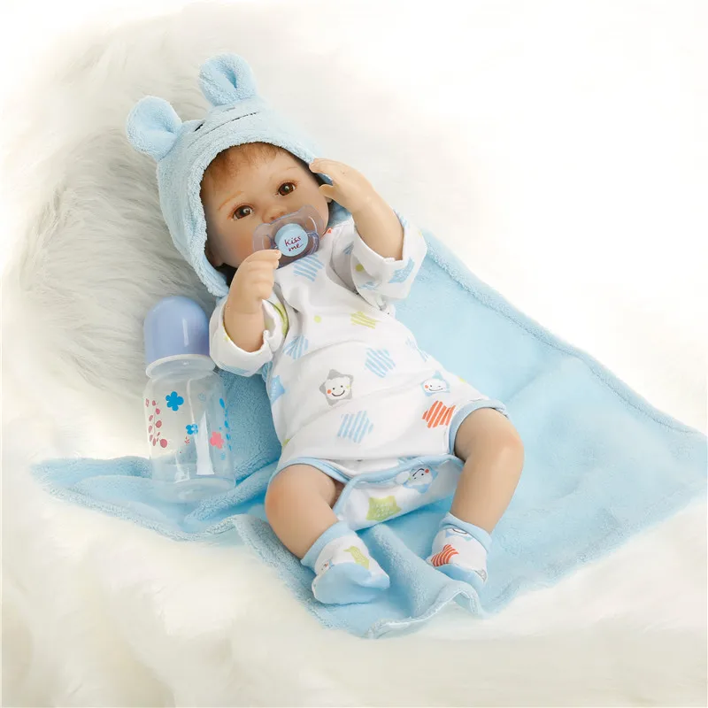 SanyDoll 16 дюймов 40 см силиконовые куклы для новорожденных реалистичные милый синий