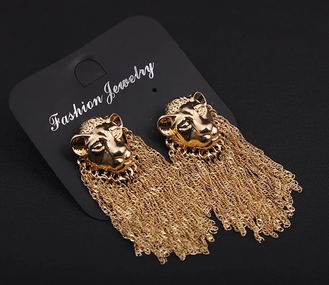Модная геометрическая цепочка с кисточкой в виде льва|earrings fashion|fashion earringsearrings earring