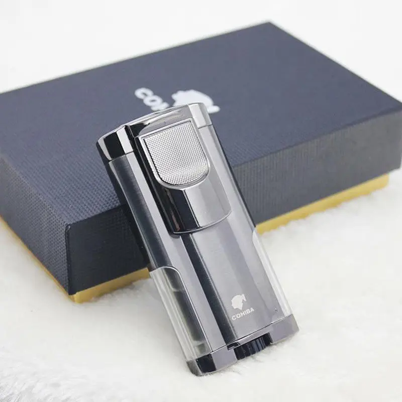 Новое поступление COHIBA зажигалка для сигар 3 струйный фонарь сигарет легче чем газ