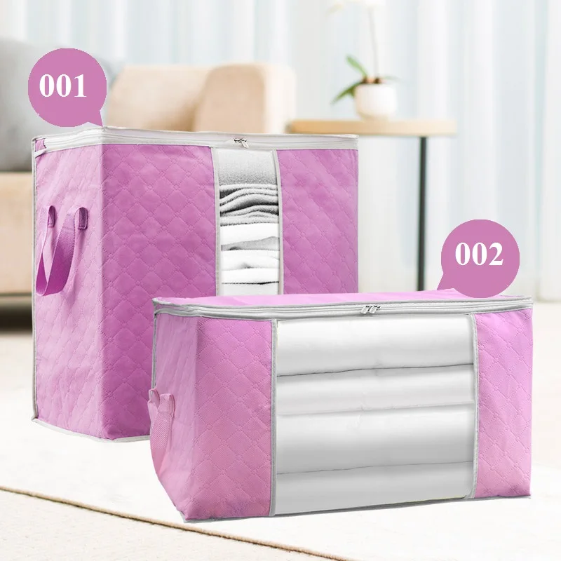 pink 5 шт./компл. короб для хранения из нетканого полотна Коробки складной органайзер для шкафа Сумка сплошной Цвет большое окно сумки для хранения Стёганое одеяло Одеяло - Цвет: pink