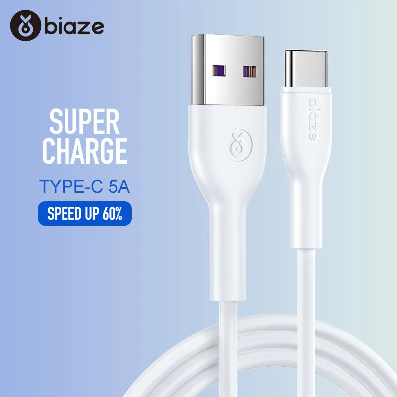 Usb-кабель Biaze 5A type C для Xiaomi USB 3 1 провод быстрой зарядки зарядный кабель телефона