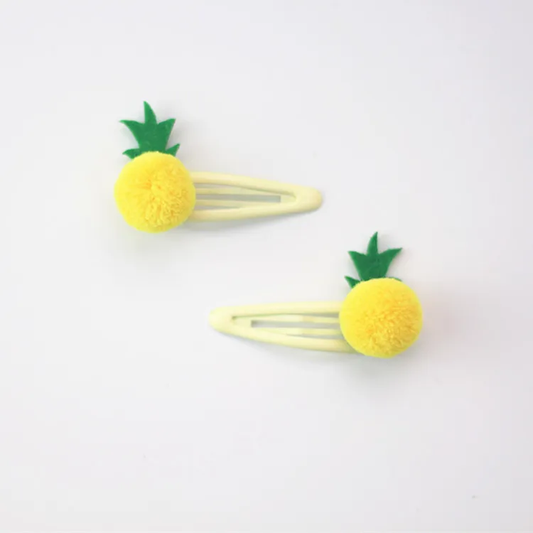 Pineapple Clip Комплект из 2 предметов, милый комплект для девочек с ананасом, повязка для волос с помпонами и помпонами, веревка, персиковый цвет, заколка для волос, аксессуары для волос, HT088 - Цвет: Pineapple Clip