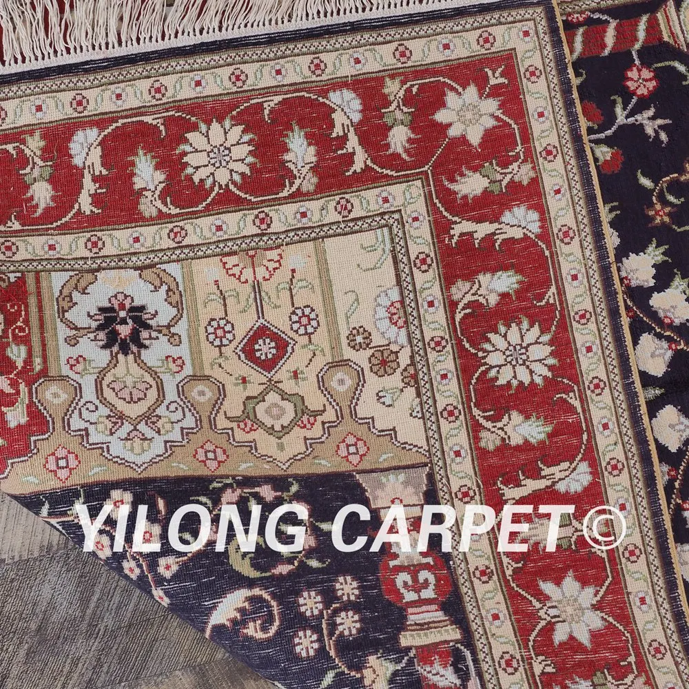 YILONG 3 'x 5' Восточный домашний ковер ручной работы Шелковый Синий персидский