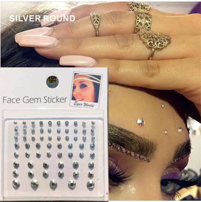 Самоклеящиеся стразы FG07 серебряное лицо украшения для тела|body art|face jewelsstickers body |