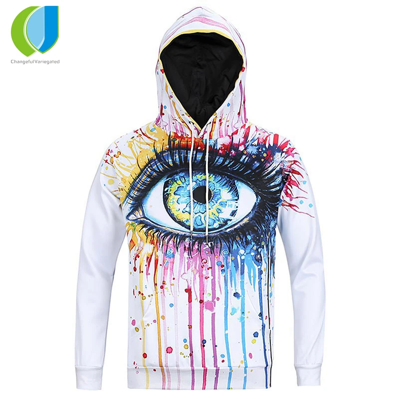Осень-зима Модные мужские толстовки с капюшоном принтом Плачущий глаз океан