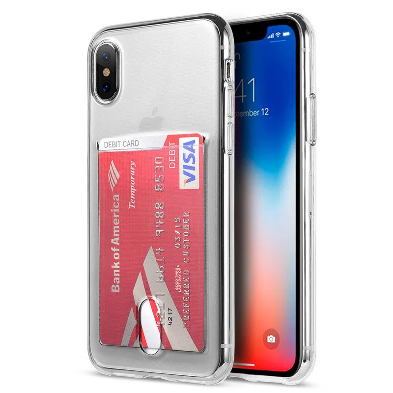 Прозрачный чехол с отделением для карт iPhone 11 Pro XS Max XR Мягкий силиконовый X 6 6S 7 8 Plus |