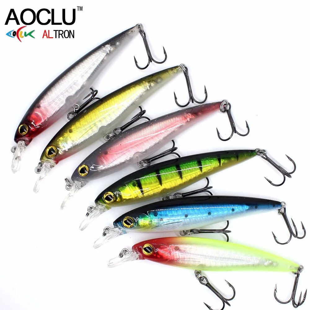 

AOCLU 6pcs/lot wobbler 100mm 12.5g Sinking Hard Bait Minnow Depth 1m fishing lure VMC hooks 6 colors tackle free shipping
