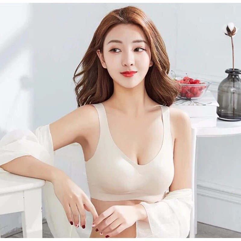 Bralette Comfortable Seamless Push Up Wire Free Bra Women Sport Top For Fitness Detachable Cup Holder Vest Ladies Underwear | Женская