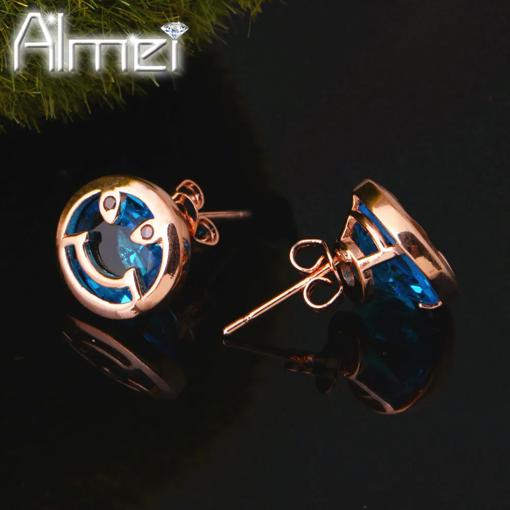 Недорогие серебряные серьги-гвоздики Almei 15% новые серьги с круглыми синими