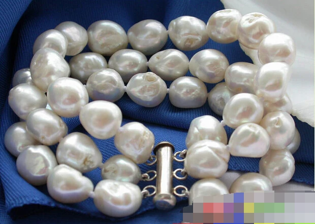 01186 3row 8 &quotБЕЛЫЙ БАРОККО FW КУЛЬТИВИРОВАННЫЙ ЖЕМЧУГ BRACELELT | Украшения и аксессуары