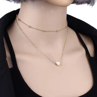 fashion simple double layers chain heart pendant necklace choker women jewelry beautiful fashion necklace jewelry gifts