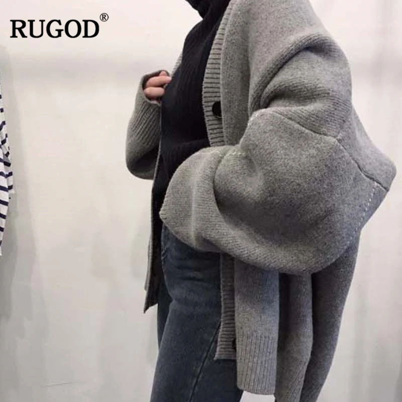Женский трикотажный кардиган RUGOD плотный свитер с открытым стежком женский